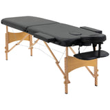 Portable Massage Bed, Folding Spa Beauty Massage Table with 2 Sections, Carry Bag and Wooden Frame, Black-0